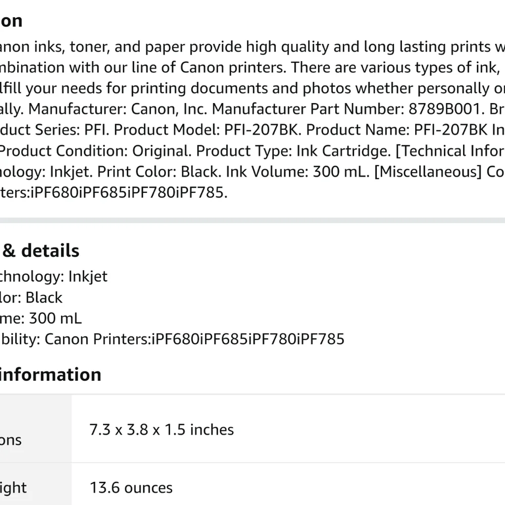 300 ml - Black - Original - Ink Tank - for imagePROGRAF iPF680, iPF685, iPF780,